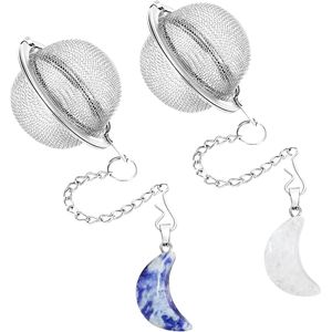 2 Pezzi Infusore da Tè in Acciaio Inossidabile a Rete, Sfera da Tè da 2,1 Pollici con Ciondolo Luna di Cristallo, Filtro e Diffusore per Tè - Product Image 1
