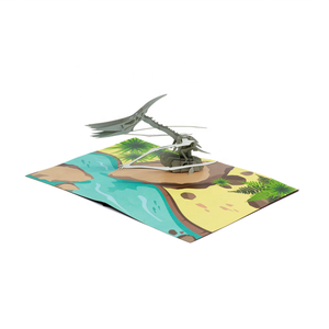 Tarjeta de regalo de papel emergente Pteranodon hecha a mano para eventos especiales Tarjeta de felicitación 3D de recuerdo impresa UV - Product Image 1