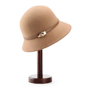 Fashion Faux Leather Strip Decoration Block Fedora Hats Shape Wool Hat for Women Men - Product Image 1
