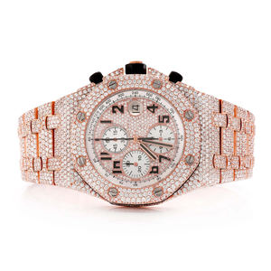 Montre Moissanite Iced Out VVS Diamant Hip Hop Cadran Premium Acier Inoxydable Quartz Homme Bracelet 20mm Verre Minéral - Product Image 1