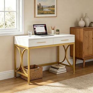 Scrivania Convertibile Moderna per Laptop, Design Semplice con Piedini Regolabili e Libreria per Uso Domestico e Ufficio - Product Image 1