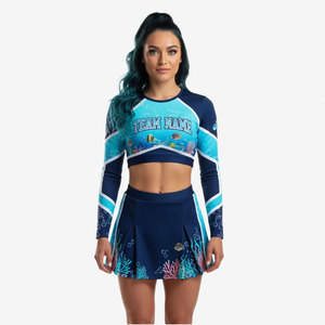 Robe de pom-pom girl à manches longues très populaire, personnalisable avec logo en strass, sublimation pour uniforme de cheerleading pour filles 2026 - Product Image 2