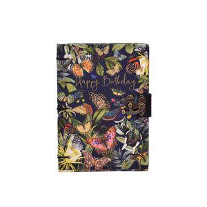 <b>A5</b> Decorative Lock Diary <b>Notebook</b> Butterfly Floral Print Hard Cover | 200 Pages Double Side Writing Paper Journal Gift <b>Notebook</b> - Product Image 3