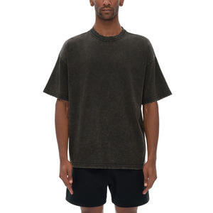 ผู้ผลิตจัดหาเสื้อยืดโอเวอร์ไซส์พิมพ์ลายขี้ผึ้งสีพื้น 280 GSM สำหรับผู้ชายตามสั่ง - Product Image 1