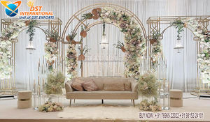 การต้อนรับงานแต่งงานใหม่แผงโลหะพื้นหลังกรอบโลหะด้านหลังสำหรับงานแต่งงานตกแต่งใหญ่ไขมันอินเดียงานแต่งงานฉากหลังโลหะ - Product Image 5