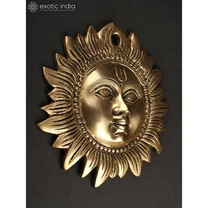 ที่แขวนผนังทำด้วยมือขนาด9นิ้วลวดลายดวงอาทิตย์ทำจากทองเหลืองเป็นของขวัญจากอินเดีย - Product Image 2