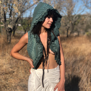 Soft Cotton Boho Sleeveless Hooded Vest with Tribal Design for Festival Ready Outfits Casual Layer for Women - Product Image 1