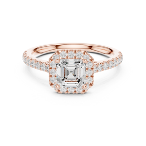 Anillo de Diseño Clásico en Oro Rosa de 14K con Diamante Cultivado en Laboratorio con Corte Asscher y Acentos Laterales, Certificado GRA, Joyería al por Mayor - Product Image 1