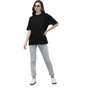 Camiseta de Algodón Extra Grande con Estampado Gráfico de Perro Adorable para Mujeres y Niñas, Ropa Urbana Moderna, Corte Holgado, Informal y a la Moda - Product Image 1