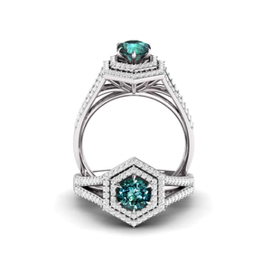 925เงินสเตอร์ลิงที่สวยงาม Lab สร้างรอบสีเขียวสีฟ้ามอนแทนาแหวนไพลินกึ่งมีค่าแหวนพลอยผู้ผลิต - Product Image 5