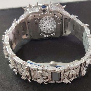 Reloj de Diamantes Splendid Gift Jewelry, Cuadrado, Movimiento Analógico de Cuarzo, Esfera de Cristal de Zafiro, Caja de Moissanita, Números Romanos, para Hombre, de Lujo - Product Image 5