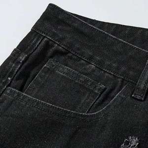 Custom Summer Embroidery Rhinestone Applique Distressed Streetwear Acid Wash <b>Jeans</b> Shorts <b>Men</b> Baggy Denim - Product Image 5