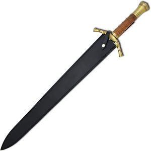 Épée de fantaisie artisanale sur mesure OEM de 40 pouces avec fourreau en cuir noir - Pommeau et garde en laiton - Manche gainé de cuir - Product Image 3