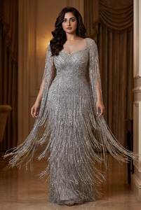 ชุดราตรีหรูหราประดับเลื่อมสีโรสโกลด์แบบใหม่ปี 2026 ชุดออกงานพรอมผ่าสูง คอวีทรงสง่างาม ยาวลากพื้น เหมาะสำหรับงานกาล่า ปาร์ตี้ B2B - Product Image 2