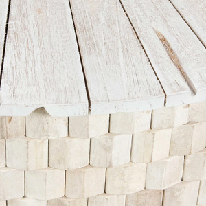 ความสง่างามตามธรรมชาติ ของตกแต่งบ้านที่น่าดึงดูด โต๊ะกาแฟไม้มะม่วงลายใหม่ ตกแต่งสไตล์วินเทจสีขาวล้าง สำหรับห้องนั่งเล่น - Product Image 6