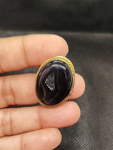 Nouvel arrivage : Onyx noir, cabochon rainuré en laiton, magnifique pierre précieuse de guérison en cristal pour bijoux, pendentifs et breloques tendance - Product Image 4
