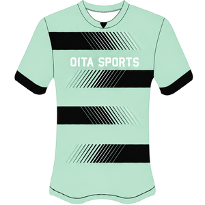 Conjunto de Camiseta y Pantalones Cortos de Rugby Verde Menta y Negro, Manga Corta, Cuello Redondo, Uniforme de Equipo a Rayas, Personalizable, Transpirable, para Entrenamiento y Alto Rendimiento - Product Image 3
