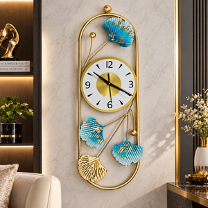Horloge murale en or rose de luxe Falah International, sculpture murale en forme de feuille, horloge murale moderne à quartz, décoration intérieure, utilisation dans les hôtels, les halls et les chambres - Product Image 6