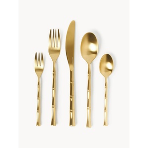 Ensemble de couverts modernes en or, design de manche en métal, couverts en laiton, compatibles lave-vaisselle, écologiques, durables, résistants à la rouille, vaisselle de mariage - Product Image 1