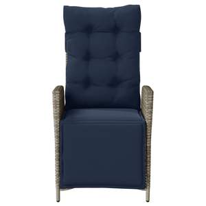 Silla de patio reclinable de ratán polivinílico gris con reposapiés - Product Image 4