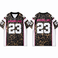 Maillot de football oversize imprimé léopard 23 unisexe en mesh, style universitaire streetwear, personnalisable pour équipe