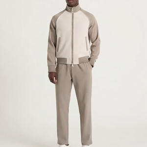 Ensemble de survêtement pour hommes, veste zippée intégrale, couleur unie, vêtements de sport décontractés, jogging, automne-hiver, matière respirante en polyester et coton - Product Image 2