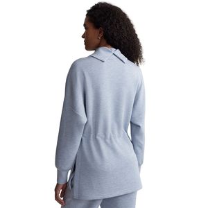 Sudadera de invierno para mujer, talla grande, de forro polar, color liso, holgada, con cintura ajustada, con pedrería, lavada, azul claro - Product Image 5