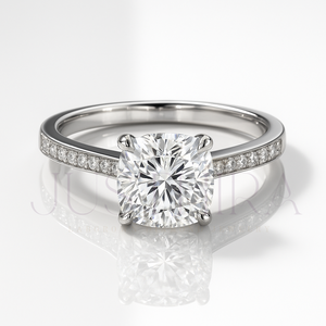 High Quality 925 Silver VVS Moissanite Diamond Ring with Round Cut and White Gold Overlay for Womens <b>Wedding</b> Engagement Ring - Product Image 3
