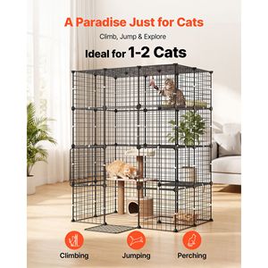 Jaula Grande para Gatos de 4 Niveles, Corral Desmontable de Alambre Metálico DIY, 40.98"x27.99"x55", Recinto Interior con 4 Puertas - Product Image 2