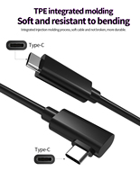 Cable USB 3.2 Gen1 Tipo-C de 16 Pies y 5 Gbps con Ángulo Recto y Blindaje de Nailon para Auriculares de Realidad Virtual Pico 4