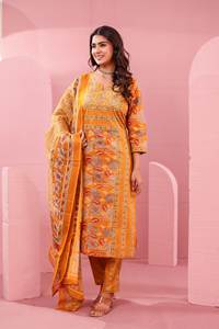 Ensemble Kurti, pantalon et dupatta en coton pur Satrangi – Vêtement ethnique de créateur fait main avec poche latérale - Product Image 2