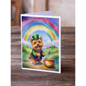 Norwich Terrier St. Patrick's Day <b>Greeting</b> <b>Cards</b> Pack of 8 Whimsical A7 Size 5x7 Blank <b>Note</b> <b>Cards</b> with Envelopes - Product Image 2