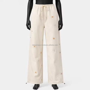 Rehex Impex Unisex 100% Cotton Eco-Friendly Winter Sweatpants <b>Wide</b> <b>Leg</b> Loose Fit Embroidered Drawstring Casual <b>Lounge</b> Trousers - Product Image 1