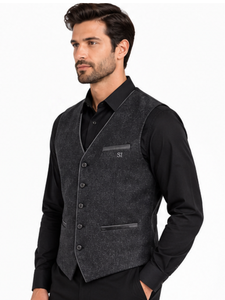 Gilet de Costume Homme Formel Coupe Slim à Boutons - Product Image 4