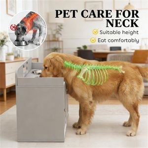 Ciotola rialzata grigia per cani con spazio di archiviazione integrato per alimentatori per animali domestici - Product Image 3