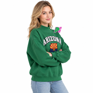 Sudadera de cuello alto para mujer Pook International, con parche bordado de la bandera del estado de Arizona, estilo casual y holgado. - Product Image 2