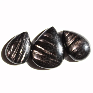 Aamna Gems Natural Hand Carved Flash Hypersthene Gemstone Oval Cut <b>Black</b> <b>Polished</b> Third Party Certified for Pendant Jewelry - Product Image 3