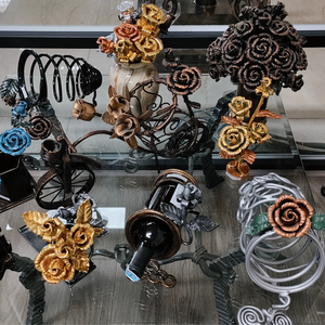 Wholesale Wrought Iron Fence Door Gate Components Decorative Metal Art Fence Panels Rose <b>Flower</b> Accessories Custom Your Design - Product Image 5