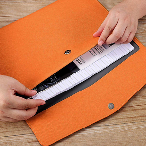 Portadocumentos Minimalista de Microfibra y Cuero Sintético, Negro y Naranja, Estuche para Guardar Certificados - Product Image 5
