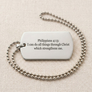 religious christian souvenir gifts motto phrase engraved custom metal <b>dog</b> <b>tag</b> <b>necklace</b> for <b>men</b> - Product Image 5