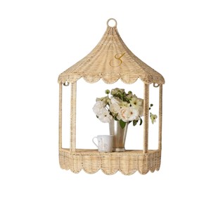 Étagère murale en rotin tressé à la main en forme de château de cirque pour chambre d'enfant, bibliothèque flottante, organisateur de rangement pour jouets - Product Image 3