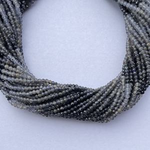 Perles rondes micro-facettées en Iolite bleue naturelle de Jaipur, en cristal naturel, pour la fabrication de bijoux, disponibles en tailles 2 mm et 4 mm - Product Image 1