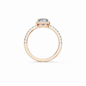 Anillo de Diamante Cultivado en Laboratorio con Corte Redondo y Princesa, Elegante y Lujoso, en Oro Rosa de 18K, Certificado IGI, para Compromiso y Boda de Mujer - Product Image 4