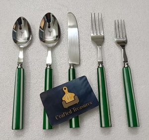 Minimalist Style Flatware <b>Set</b> With Resin Handle 18/<b>8</b> Stainless Steel Durable <b>Dinnerware</b> Tableware Home Decor 5-Piece C - Product Image 2