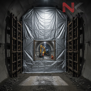 Bâche de protection renforcée pour travaux de construction de tunnels et utilisation sur chantier - Product Image 2