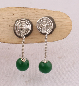 Natural <b>Green</b> Onyx Dangle <b>Earrings</b> 925 Sterling Silver Vintage Victorian Style Emerald <b>Green</b> Gemstone Drops Wholesale - Product Image 5
