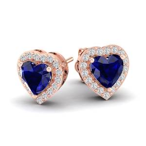 REYES Wholesale Price 14K <b>Gold</b> Moissanite Stud <b>Earrings</b> Heart Cut 1.5 Carat Blue <b>Sapphire</b> Gemstone Jewelry Anniversary Gifts - Product Image 6