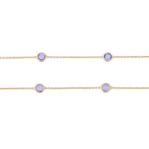 สร้อยคอทองคำแท้ 18K ชุบทองคำชมพู ประดับไพลินสีน้ำเงินและเพชร - Product Image 4