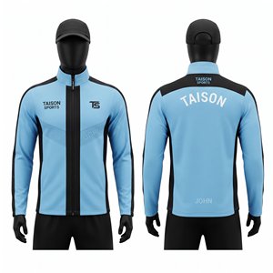 Veste d'entraînement de hockey sur glace en polyester premium 250 GSM, bleu royal avec empiècements gris, à capuche, en polaire, imperméable, pour l'automne, service OEM - Product Image 1