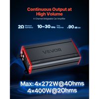 Amplificateur audio de voiture 4 canaux, classe D, pontable, pleine gamme, puissance maximale 4 x 272 W à 4 ohms et 4 x 400 W à 2 ohms